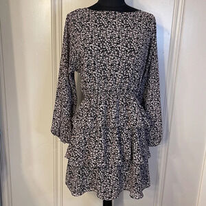 1. State Revolve Black Floral Ruffle Tiered Boho‎ Dress - small